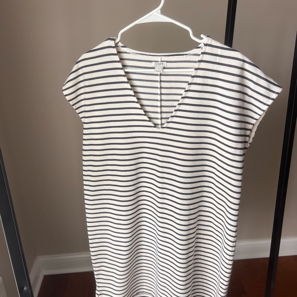 J. Crew Women's navy and White Striped Mini Dress size m - Picture 2 of 5